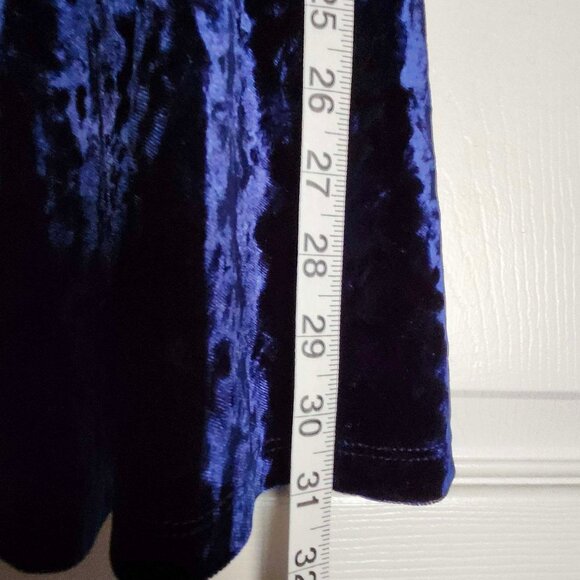 Crushed Velvet Blue Skater Dress - Picture 7 of 7